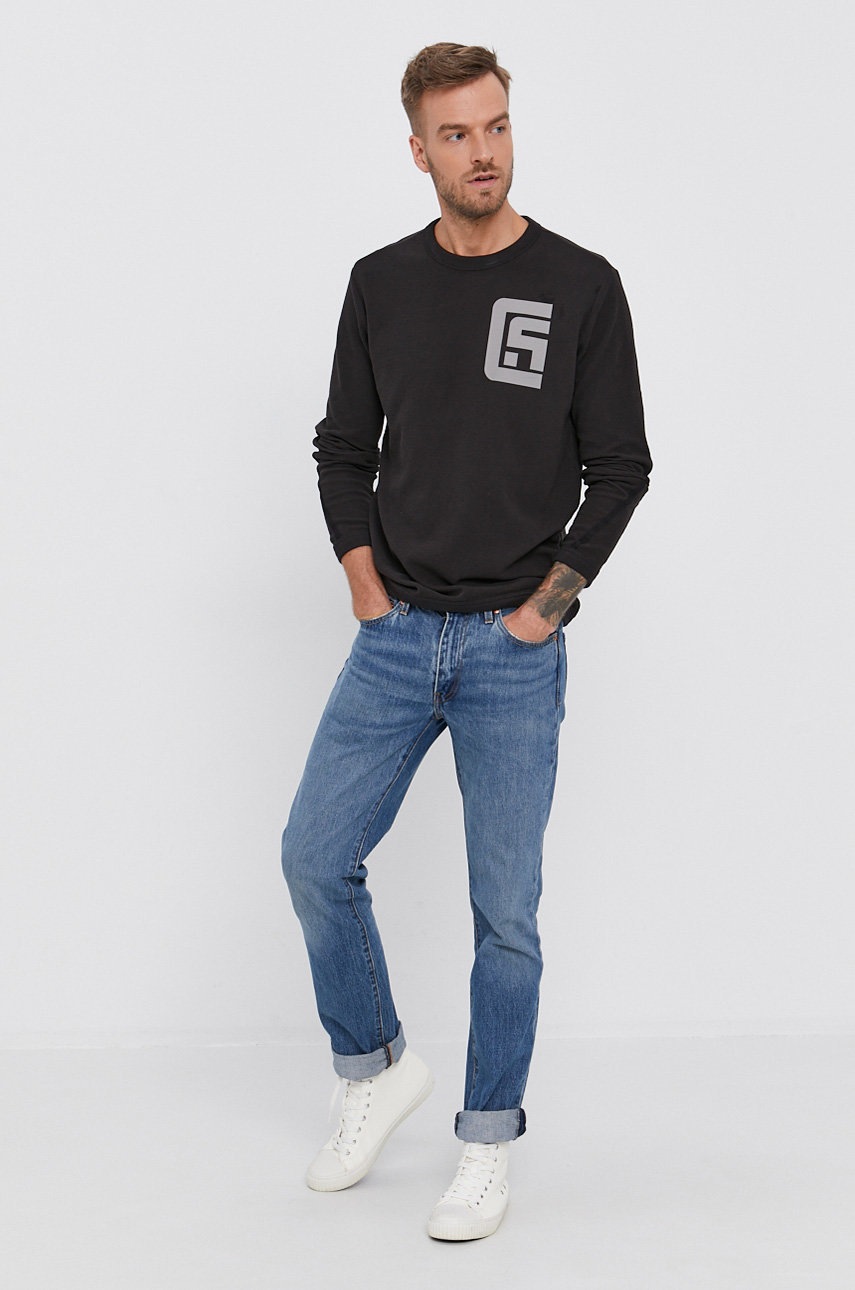 

Лонгслів G-Star Raw чоловічий колір чорний з принтом