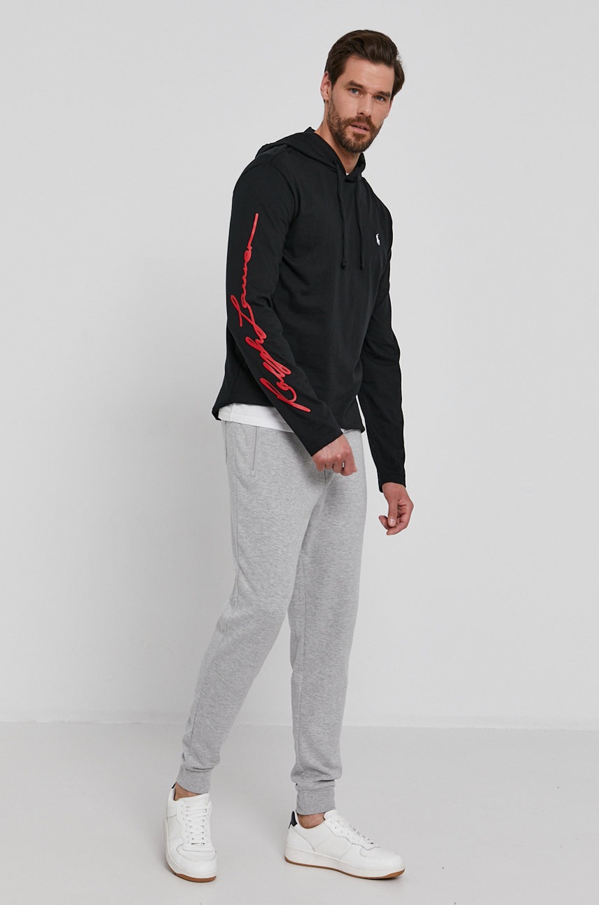 

Лонгслив Polo Ralph Lauren мужской цвет чёрный с принтом