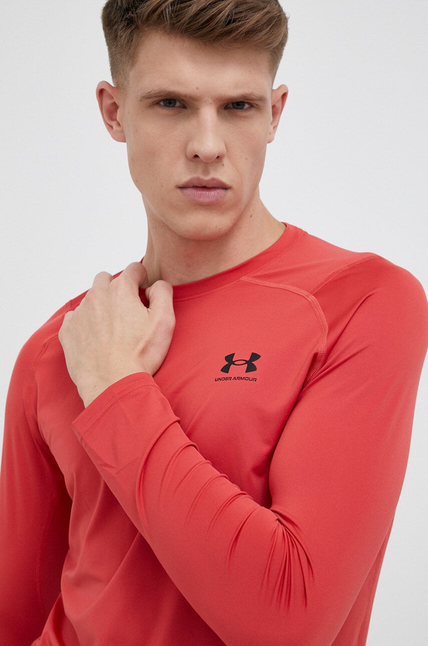 Levně Tréninkové tričko s dlouhým rukávem Under Armour červená barva, 1361506