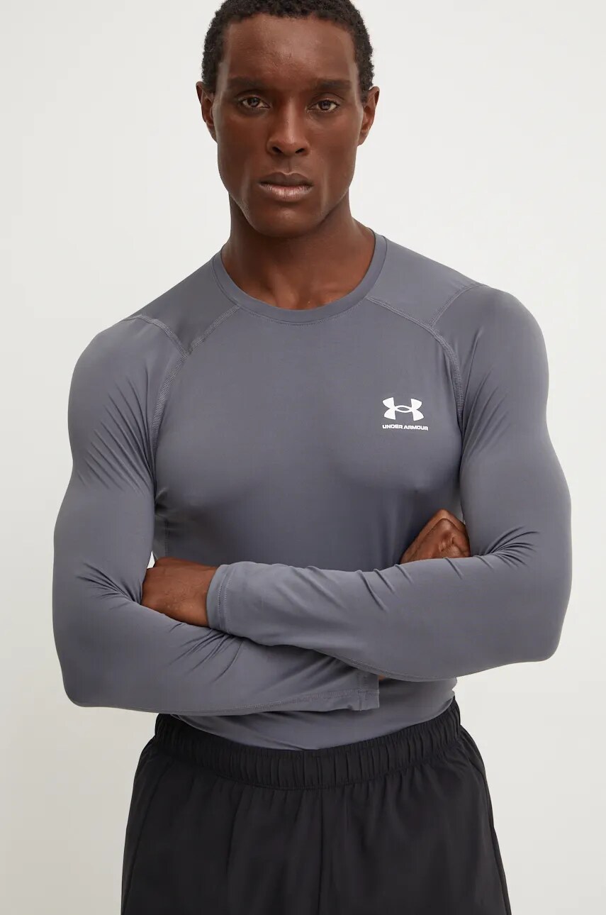 Levně Tréninkové tričko s dlouhým rukávem Under Armour šedá barva