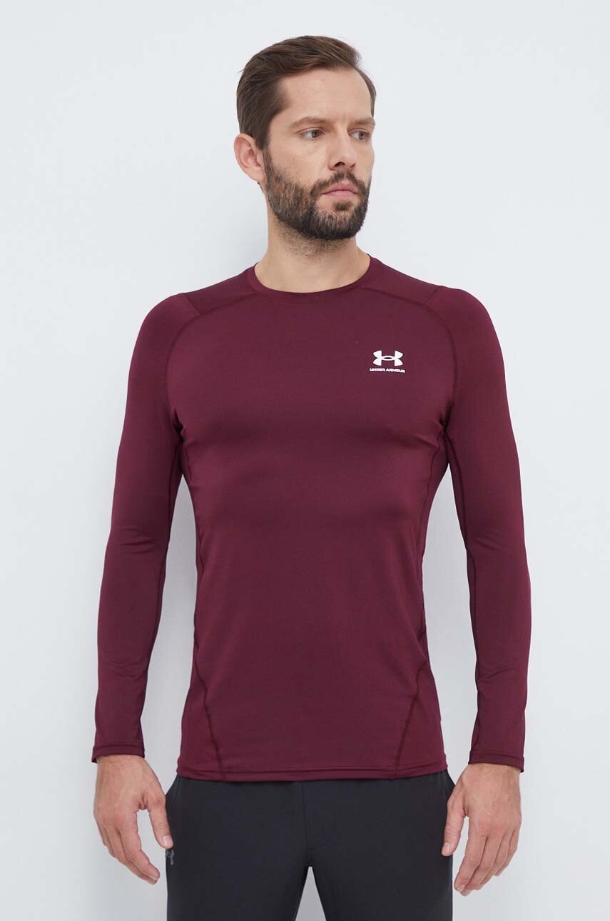 Levně Tréninkové tričko s dlouhým rukávem Under Armour vínová barva, 1361506