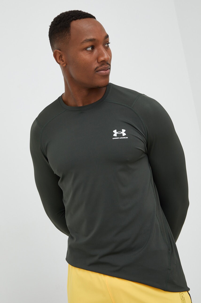 Under armour mânecă lungă de antrenament culoarea verde, neted