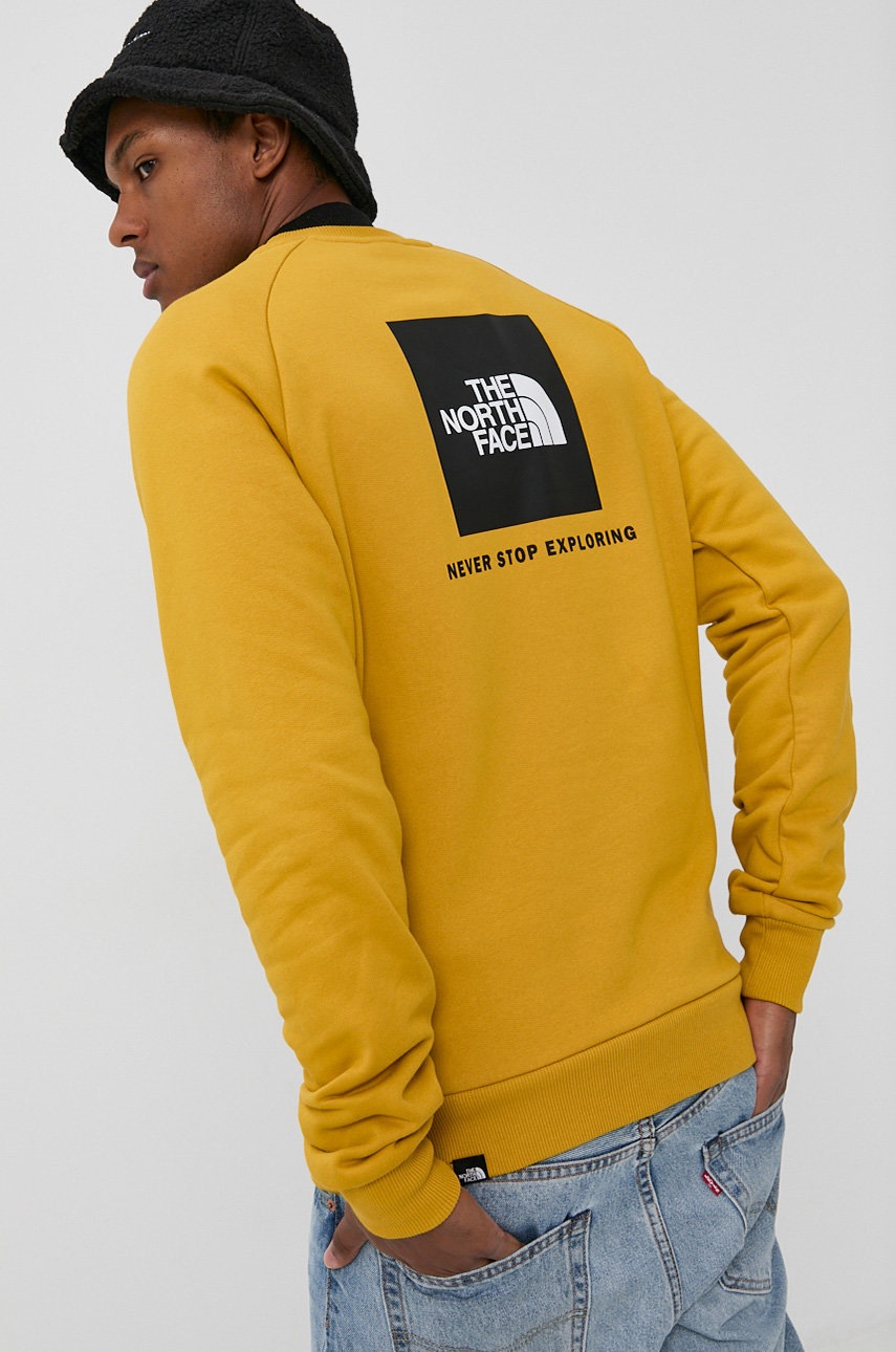 

Памучен суичър The North Face мъжки в жълто с принт, Жълт