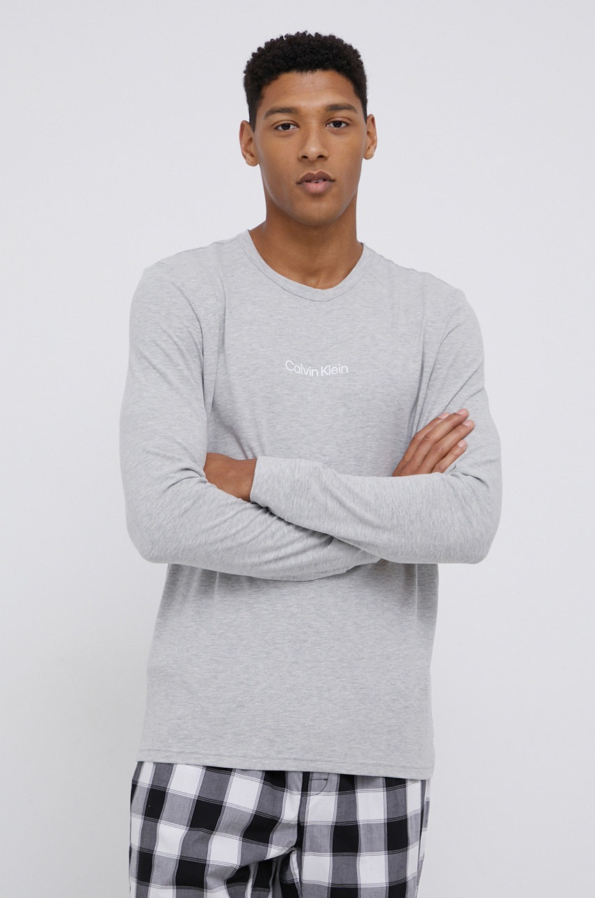 

Блуза с дълги ръкави Calvin Klein Underwear мъжка в сиво с принт, Сив