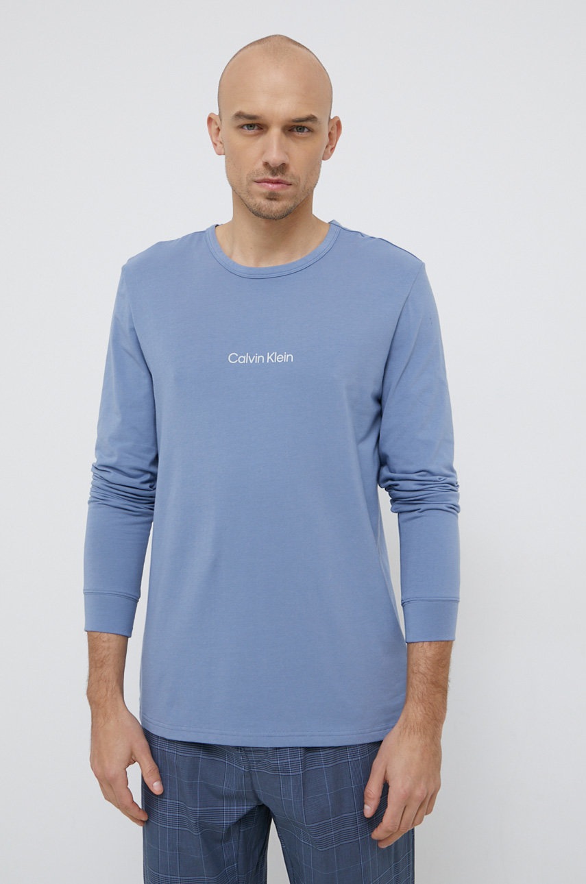 

Блуза с дълги ръкави Calvin Klein Underwear мъжка с принт, Син