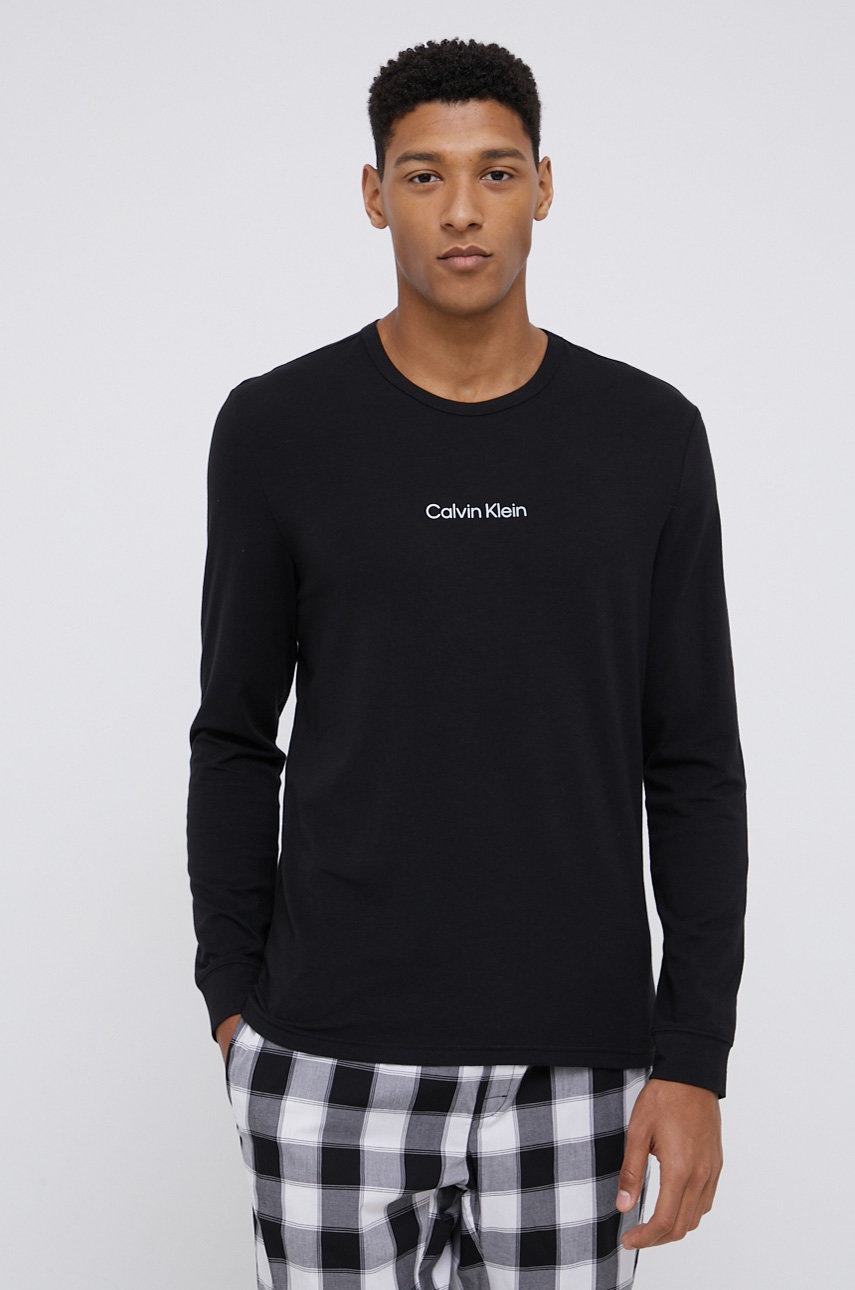 

Блуза с дълги ръкави Calvin Klein Underwear мъжка в черно с принт, Черен