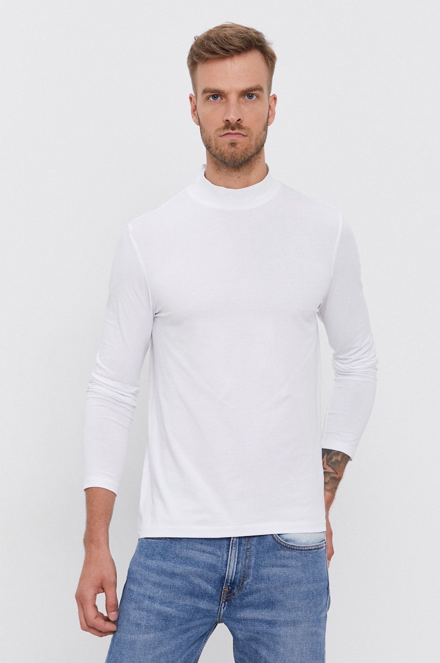 Karl Lagerfeld Longsleeve bărbați, culoarea alb, material neted answear.ro imagine 2022 reducere