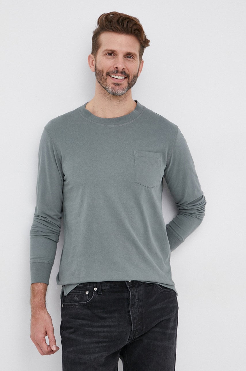 S.oliver longsleeve din bumbac culoarea verde, material neted