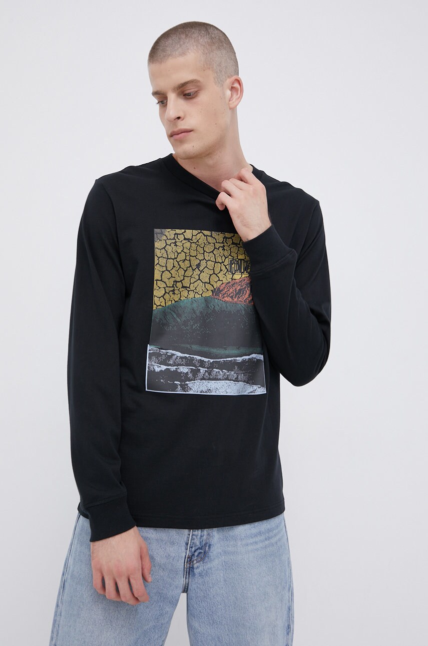 Converse longsleeve din bumbac culoarea negru, cu imprimeu
