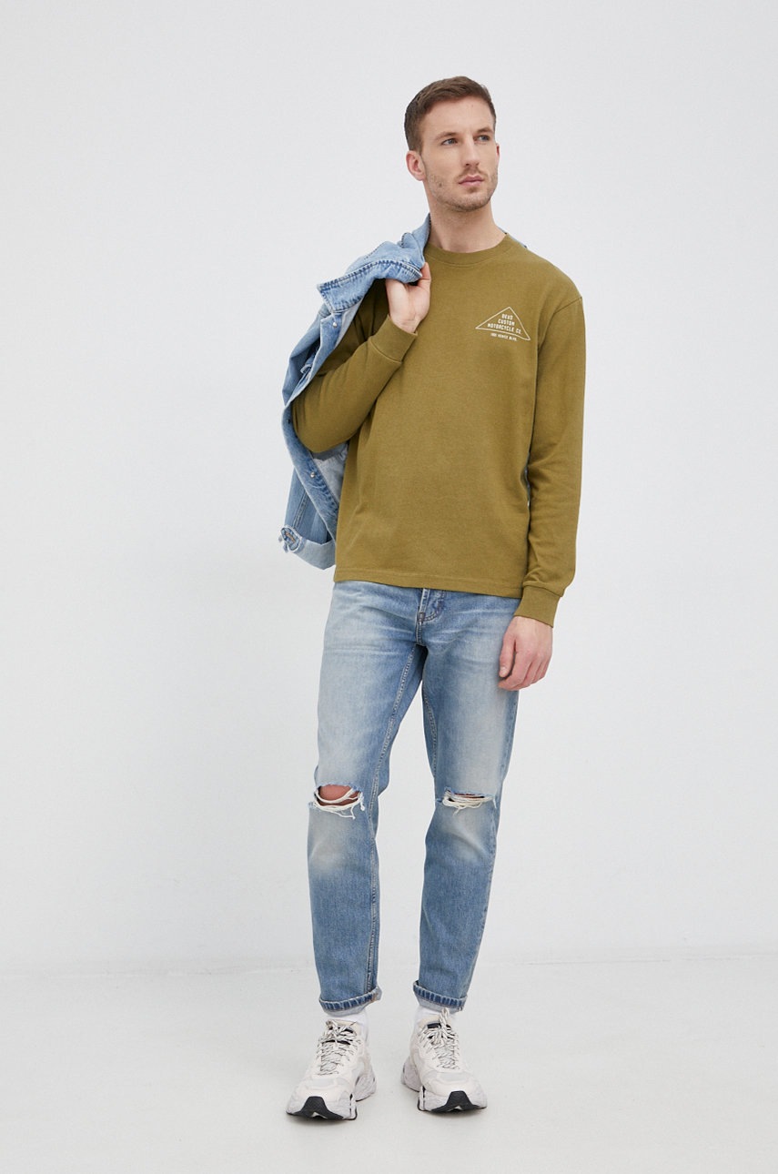 Deus Ex Machina hanorac de bumbac culoarea verde, neted answear imagine noua