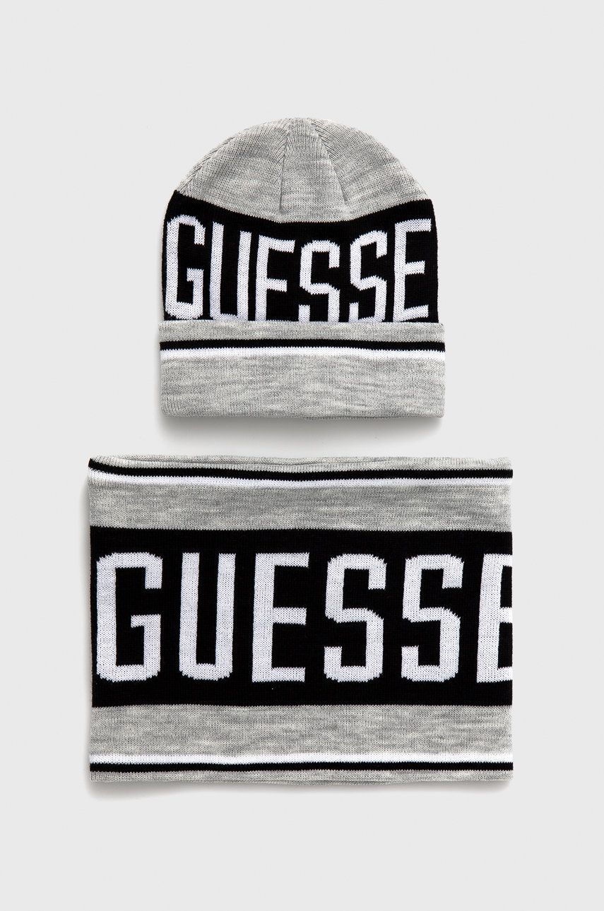 

Guess - Детска шапка и шал, Сив