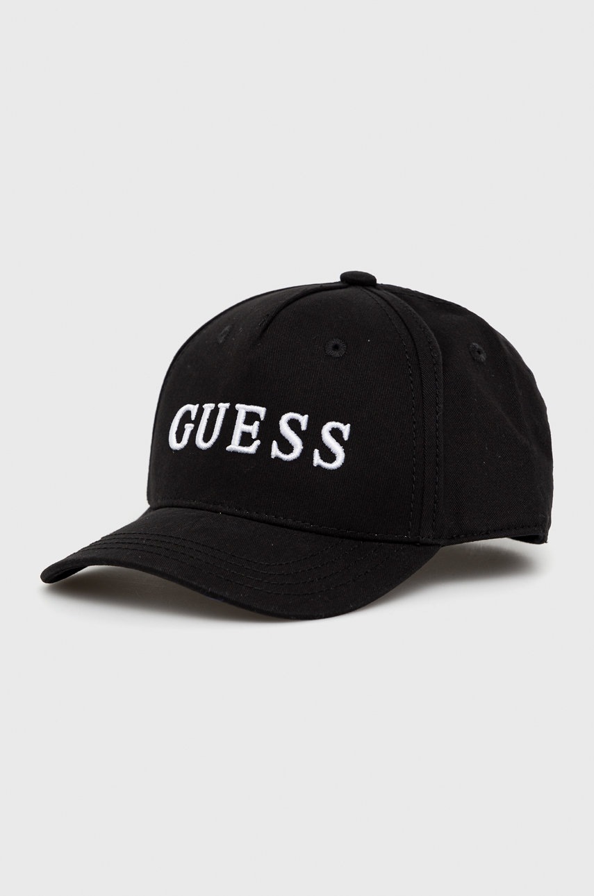 

Детска шапка Guess в черно с апликация, Черен
