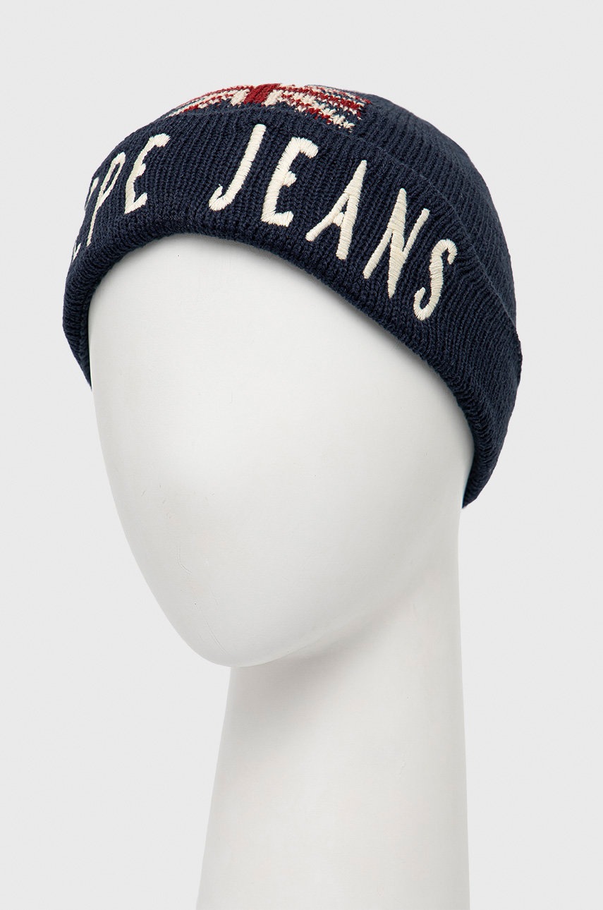 

Детская шапка Pepe Jeans цвет синий из толстого трикотажа