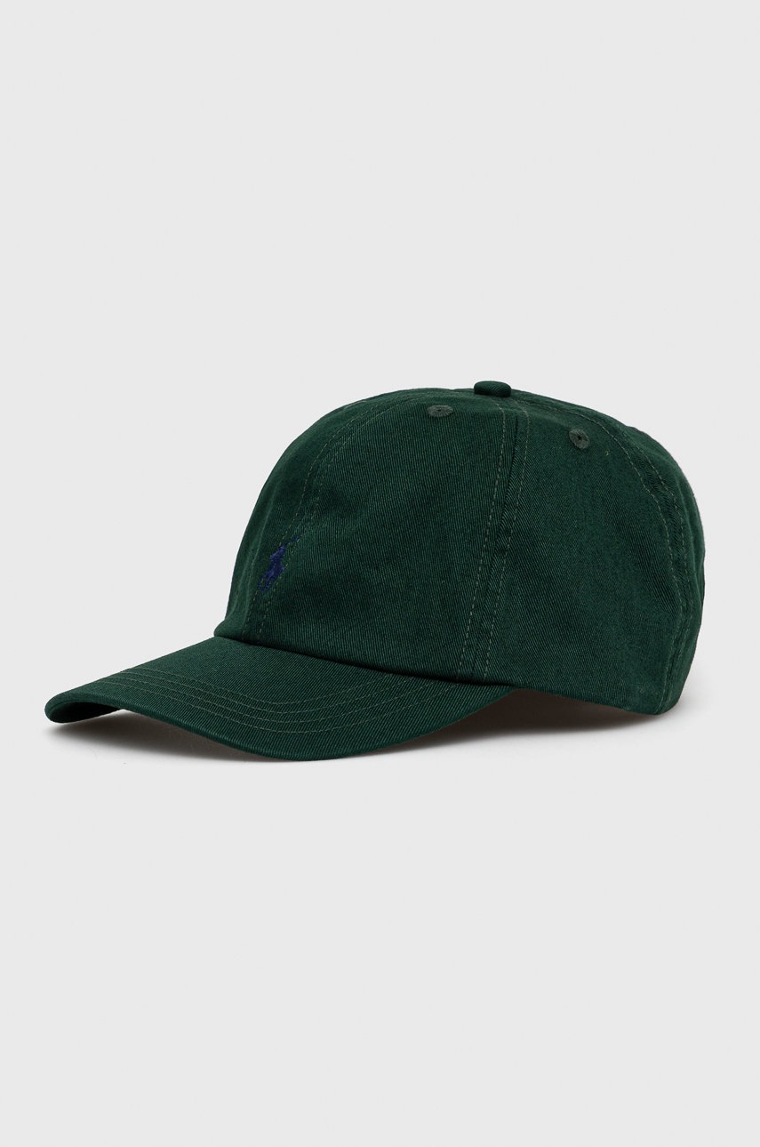 

Шапка Polo Ralph Lauren в зелено с изчистен дизайн, Зелен