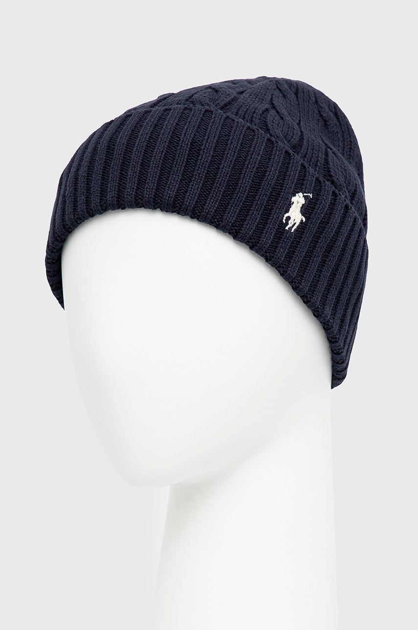 

Шапка Polo Ralph Lauren цвет синий из тонкого трикотажа хлопковая