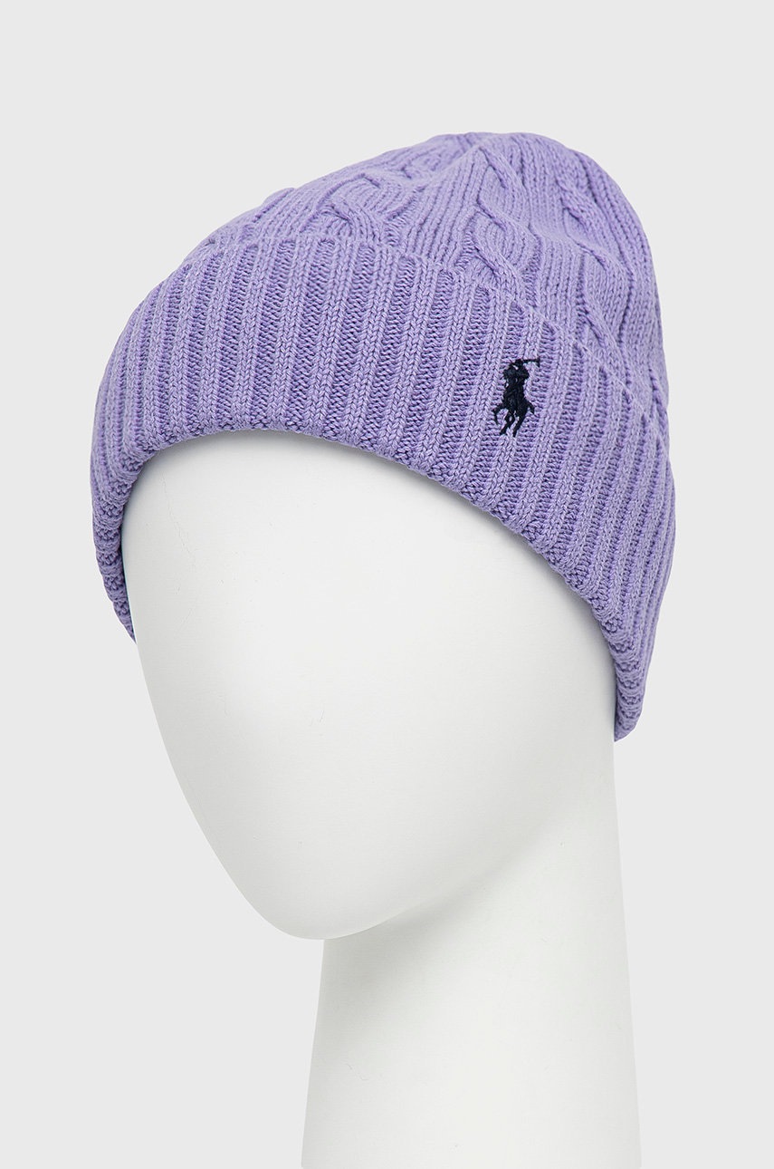 

Шапка Polo Ralph Lauren цвет фиолетовый из тонкого трикотажа хлопковая