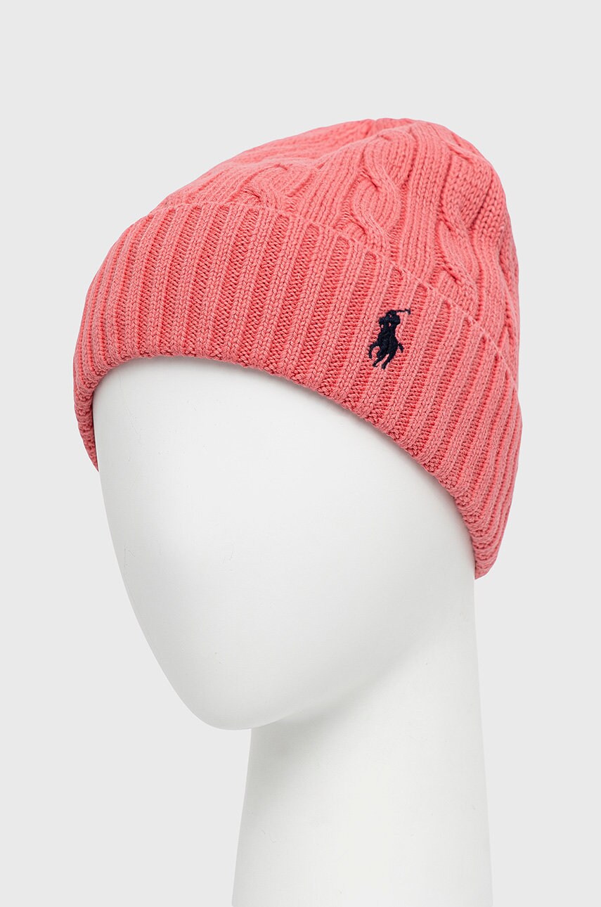 

Шапка Polo Ralph Lauren цвет розовый из тонкого трикотажа хлопковая