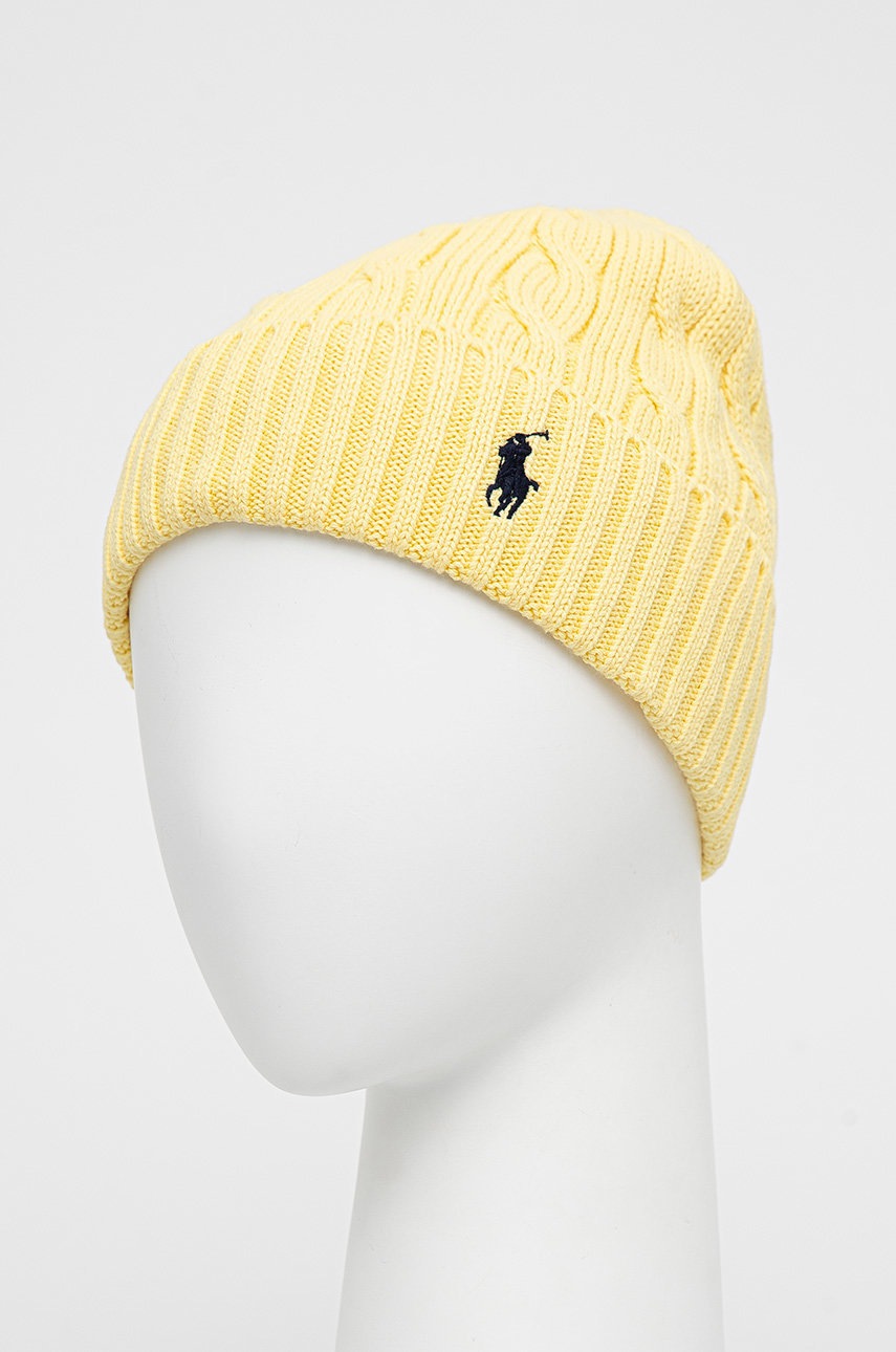 

Шапка Polo Ralph Lauren колір жовтий з тонкого трикотажу з бавовни