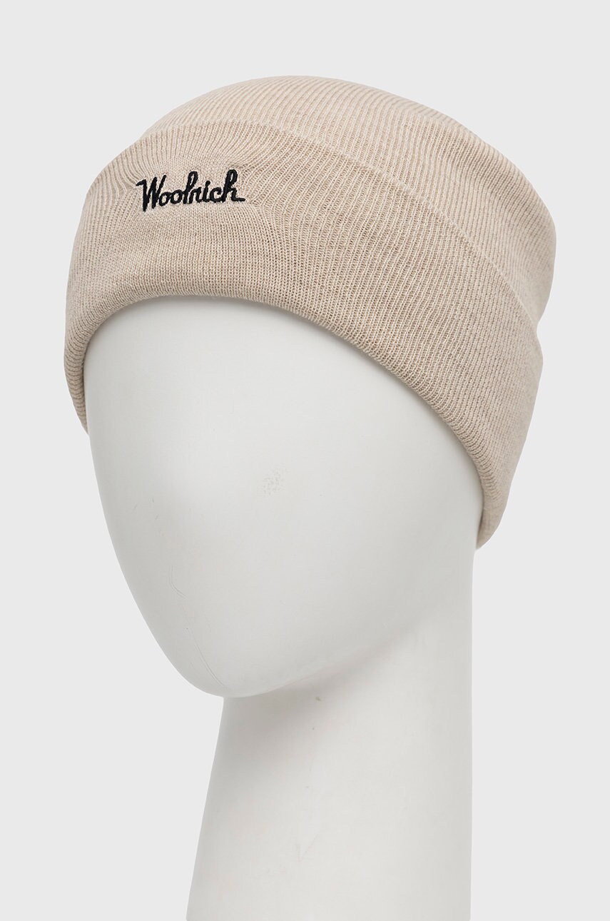 

Шапка Woolrich цвет кремовый из тонкого трикотажа шерсть