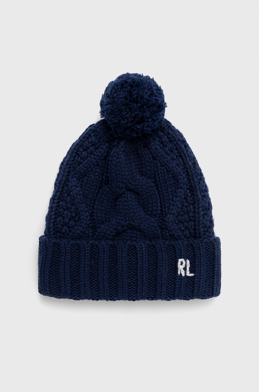 

Шапка с вълна Polo Ralph Lauren в тъмносиньо от плътен трикотаж, Тъмносин