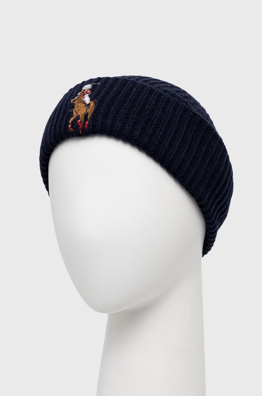 

Шапка з домішкою вовни Polo Ralph Lauren колір синій