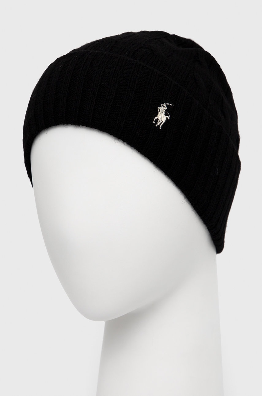 

Вовняна шапка Polo Ralph Lauren колір чорний з тонкого трикотажу вовна