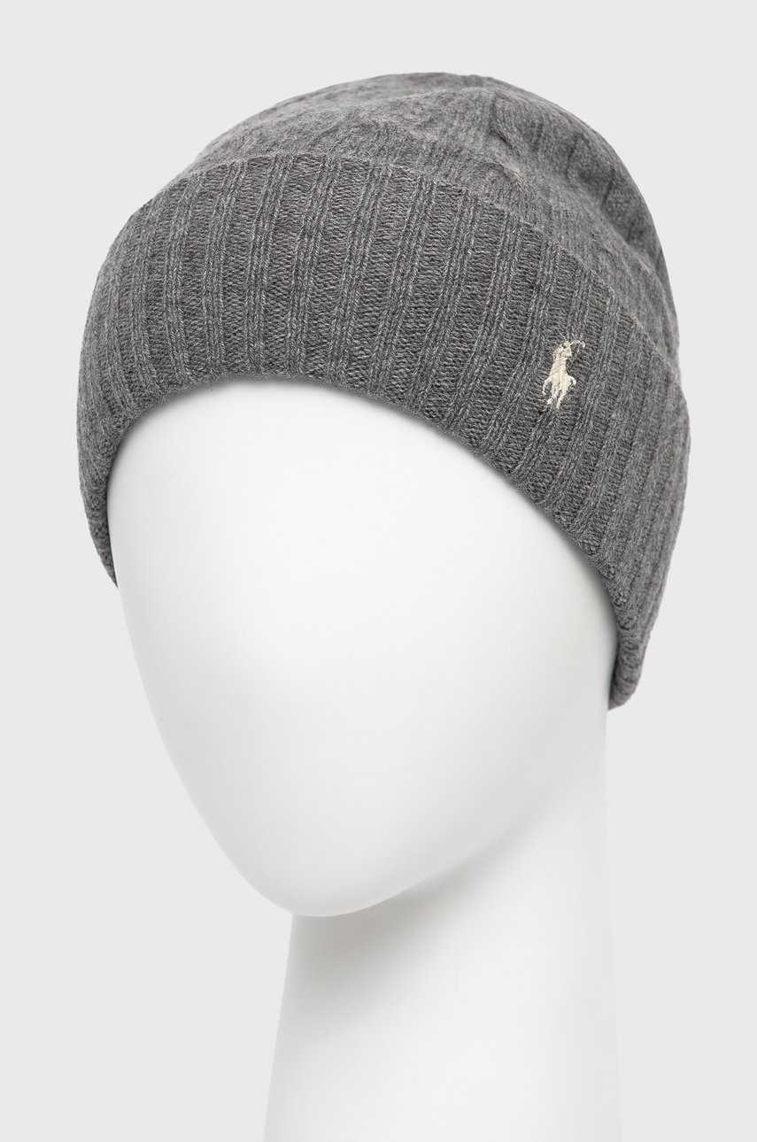

Шерстяная шапка Polo Ralph Lauren цвет серый из тонкого трикотажа шерсть