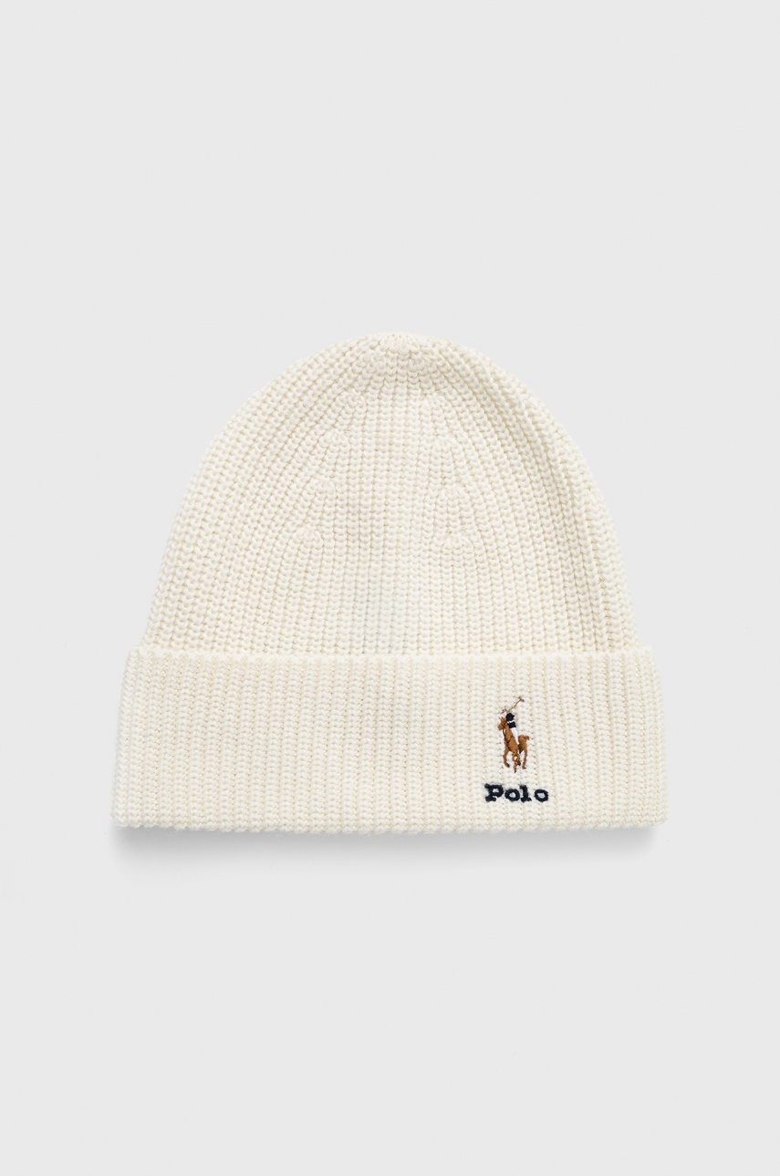 

Шапка с вълна Polo Ralph Lauren в кремаво, Бежов