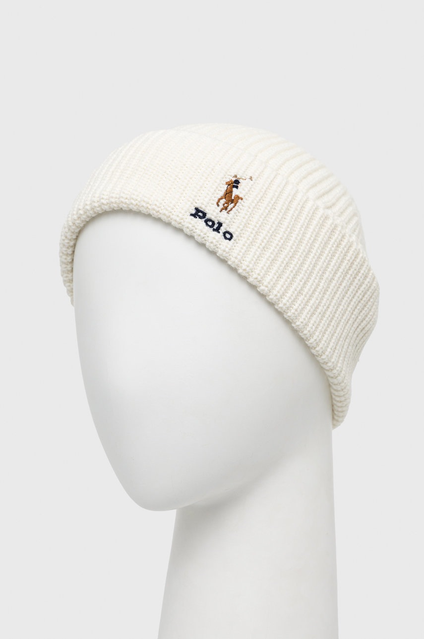 

Шапка с примесью шерсти Polo Ralph Lauren цвет кремовый