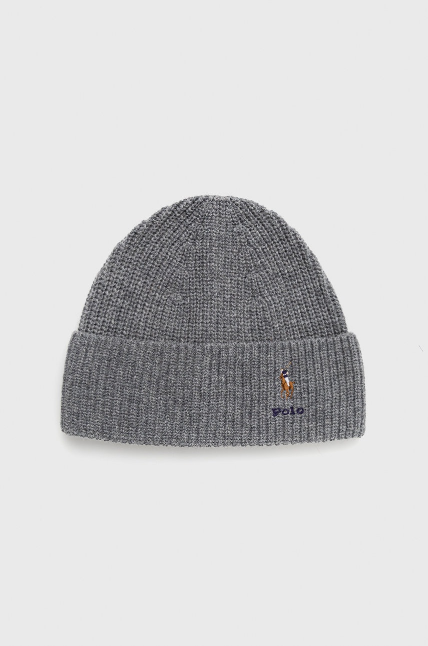 

Шапка з домішкою вовни Polo Ralph Lauren колір сірий