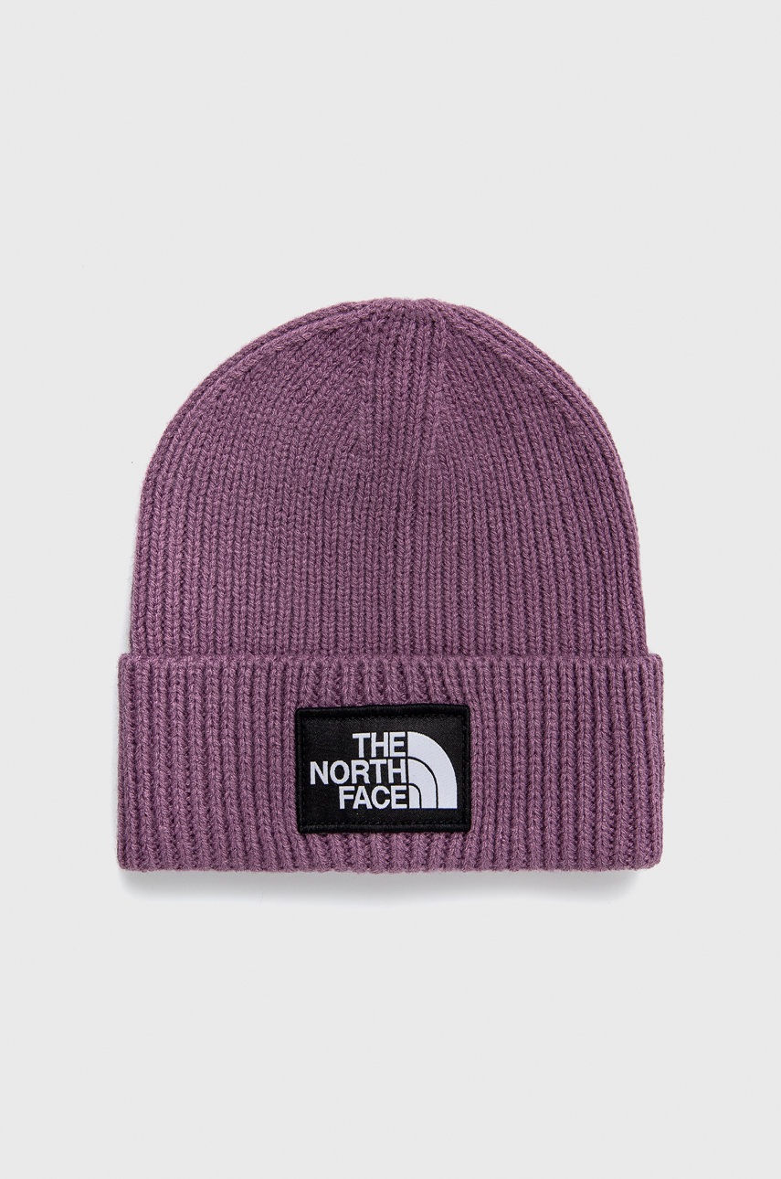 

Шапка The North Face в лилаво с фина плетка, Виолетов