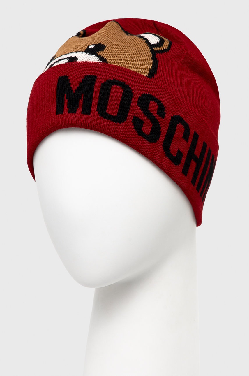 

Шапка Moschino цвет красный из тонкого трикотажа шерсть