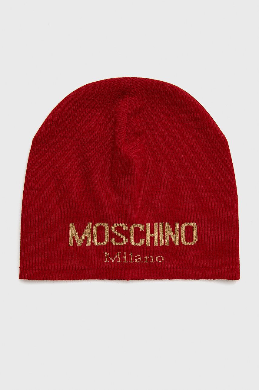 E-shop Čepice Moschino červená barva, z tenké pleteniny