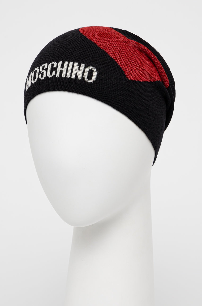 

Шапка Moschino цвет чёрный из тонкого трикотажа шерсть