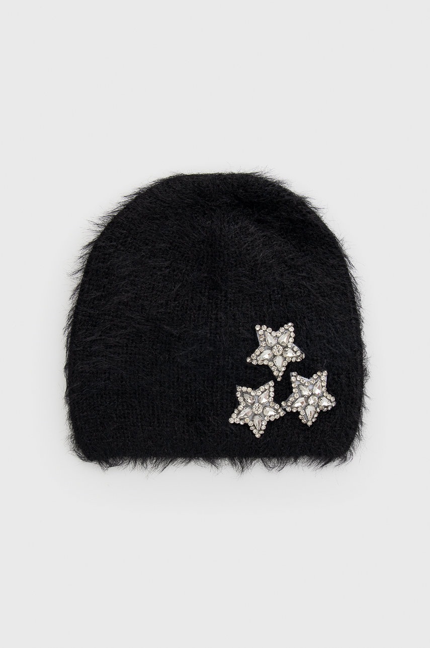 

Шапка Morgan в черно с фина плетка, Черен