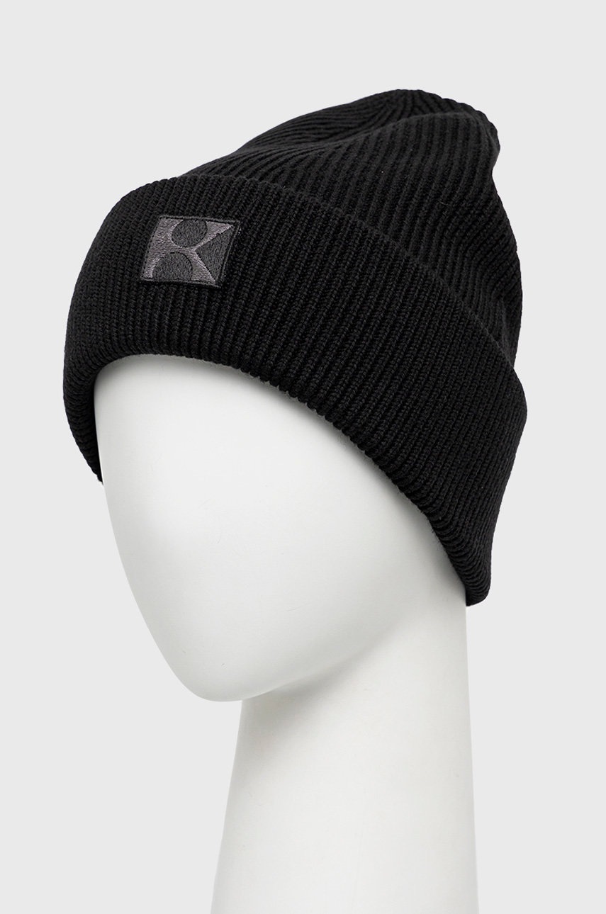 

Шапка The Kooples колір чорний з товстого трикотажу вовна