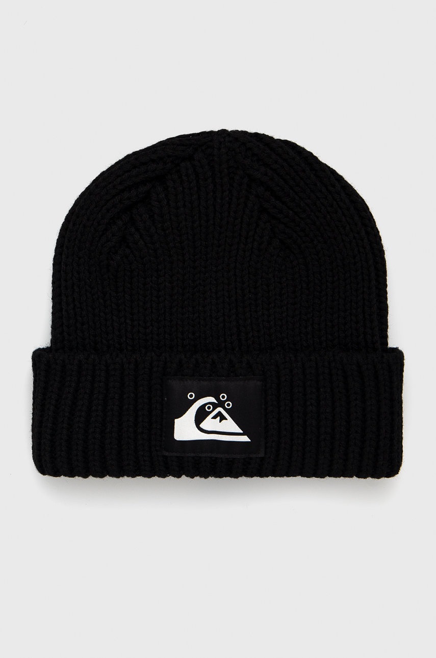 

Шапка Quiksilver в черно от плътен трикотаж, Черен