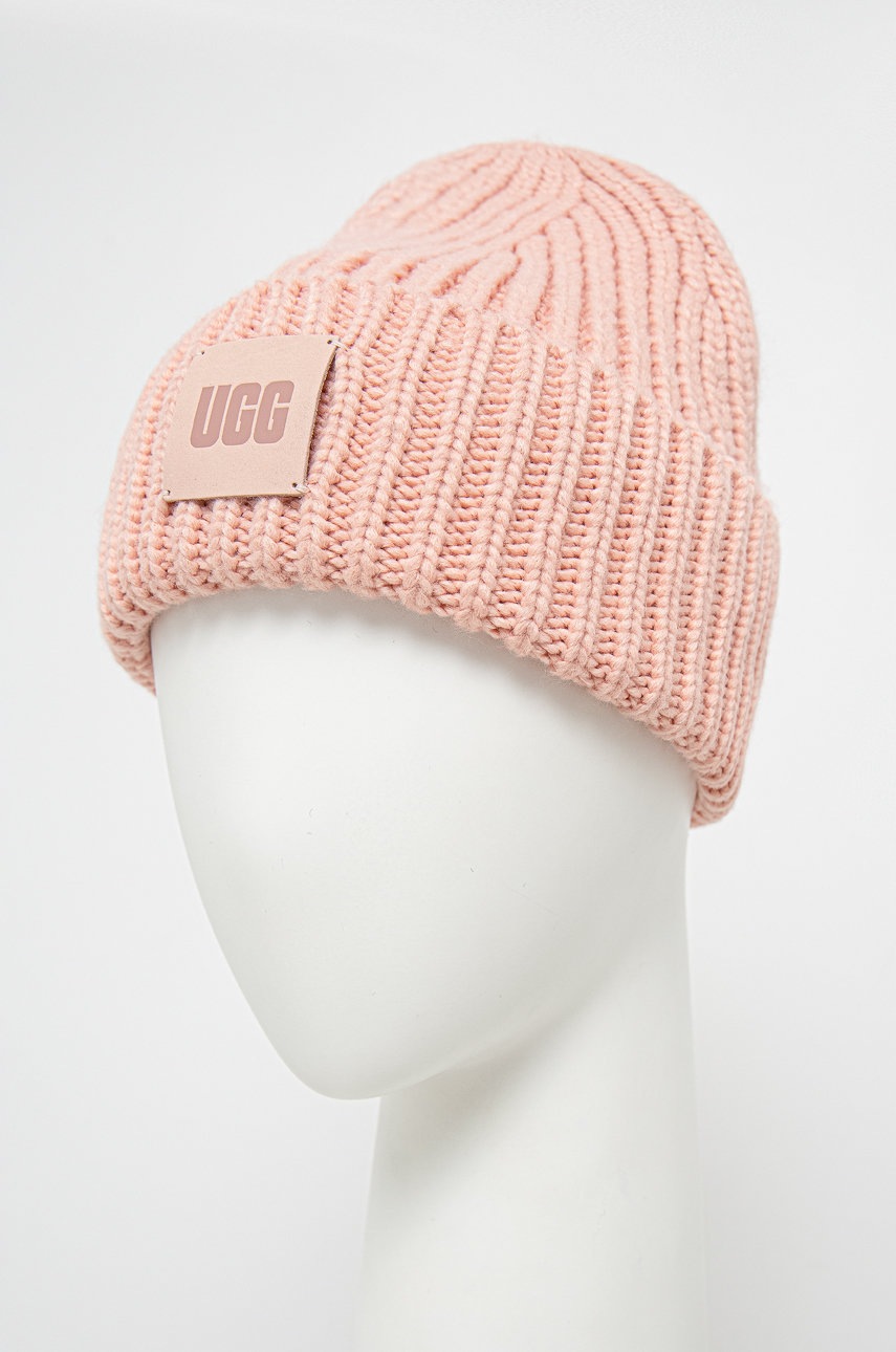 

Шапка и шарф с примесью шерсти UGG Chunky цвет розовый