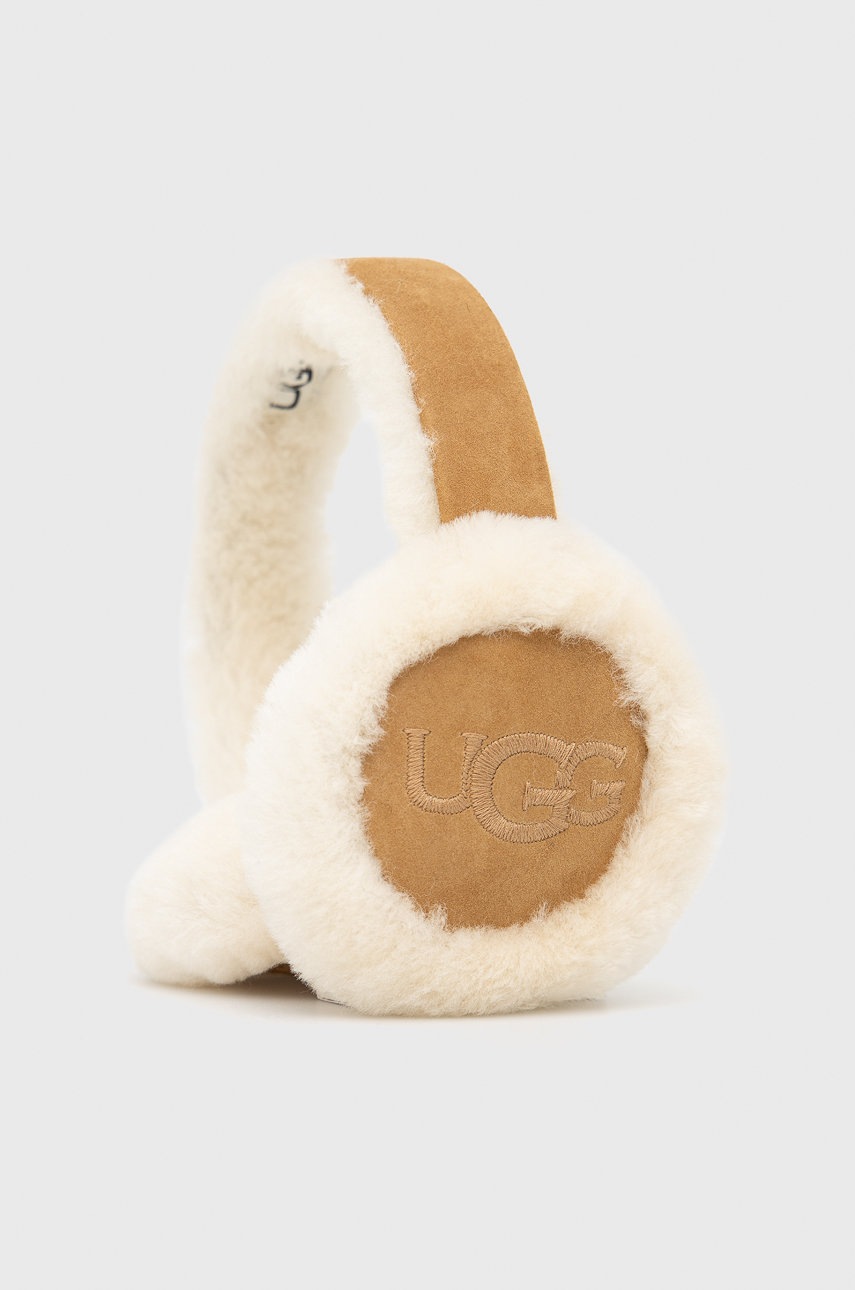 

Вълнени наушници UGG в кремаво от вълна, Бежов