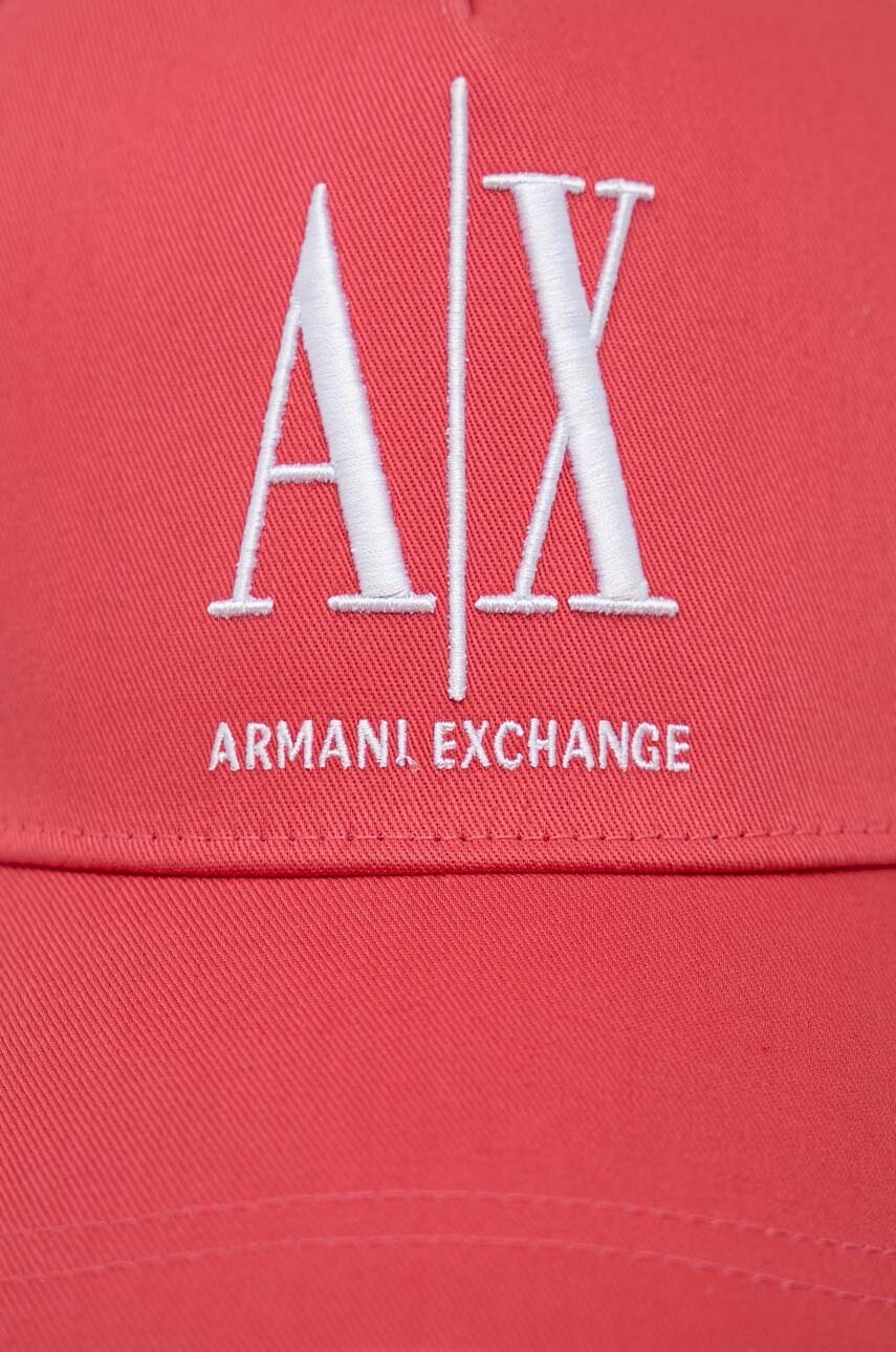 

Бавовняна бейсболка Armani Exchange колір червоний з аплікацією