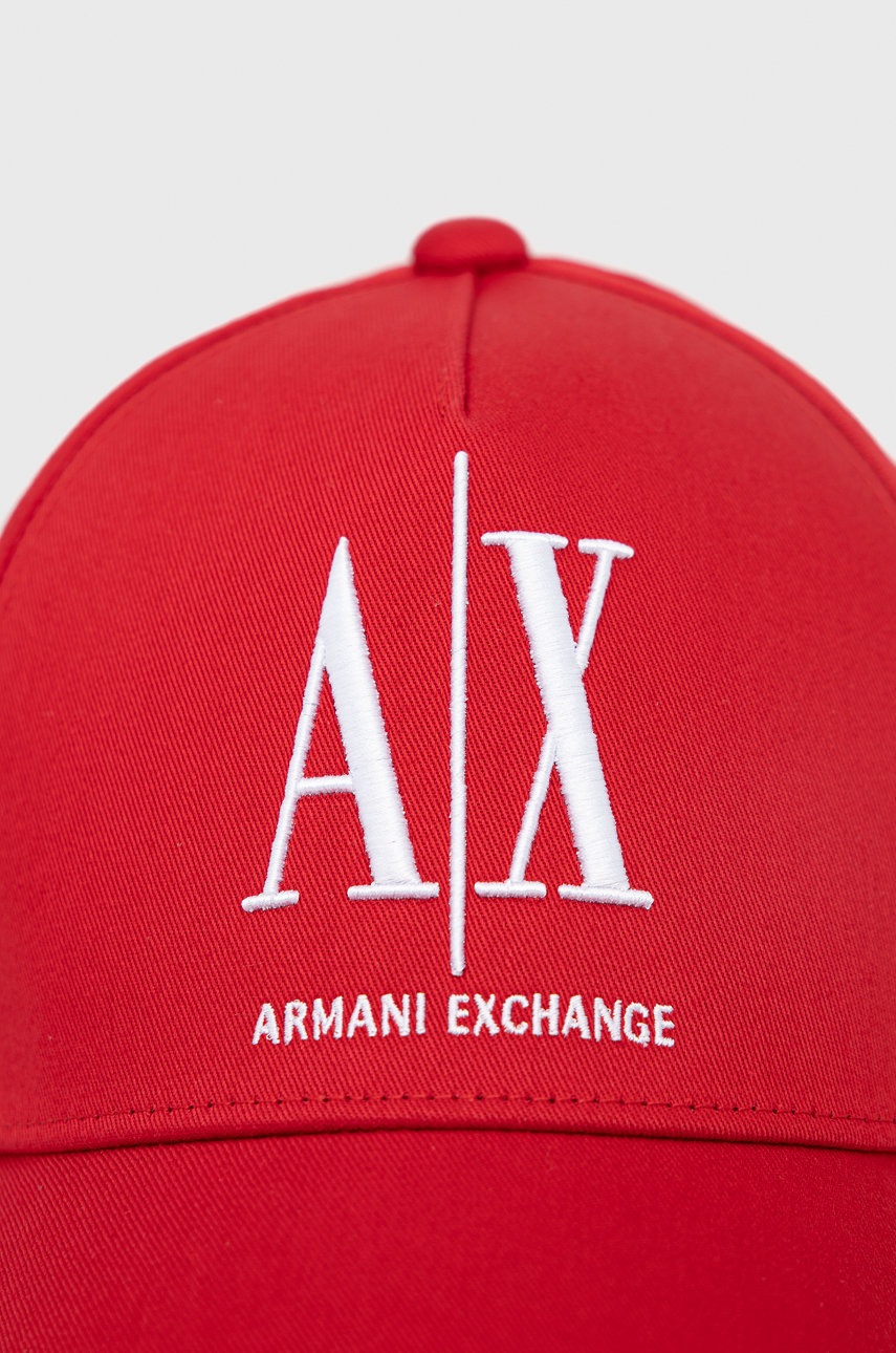 

Кепка Armani Exchange колір червоний з аплікацією