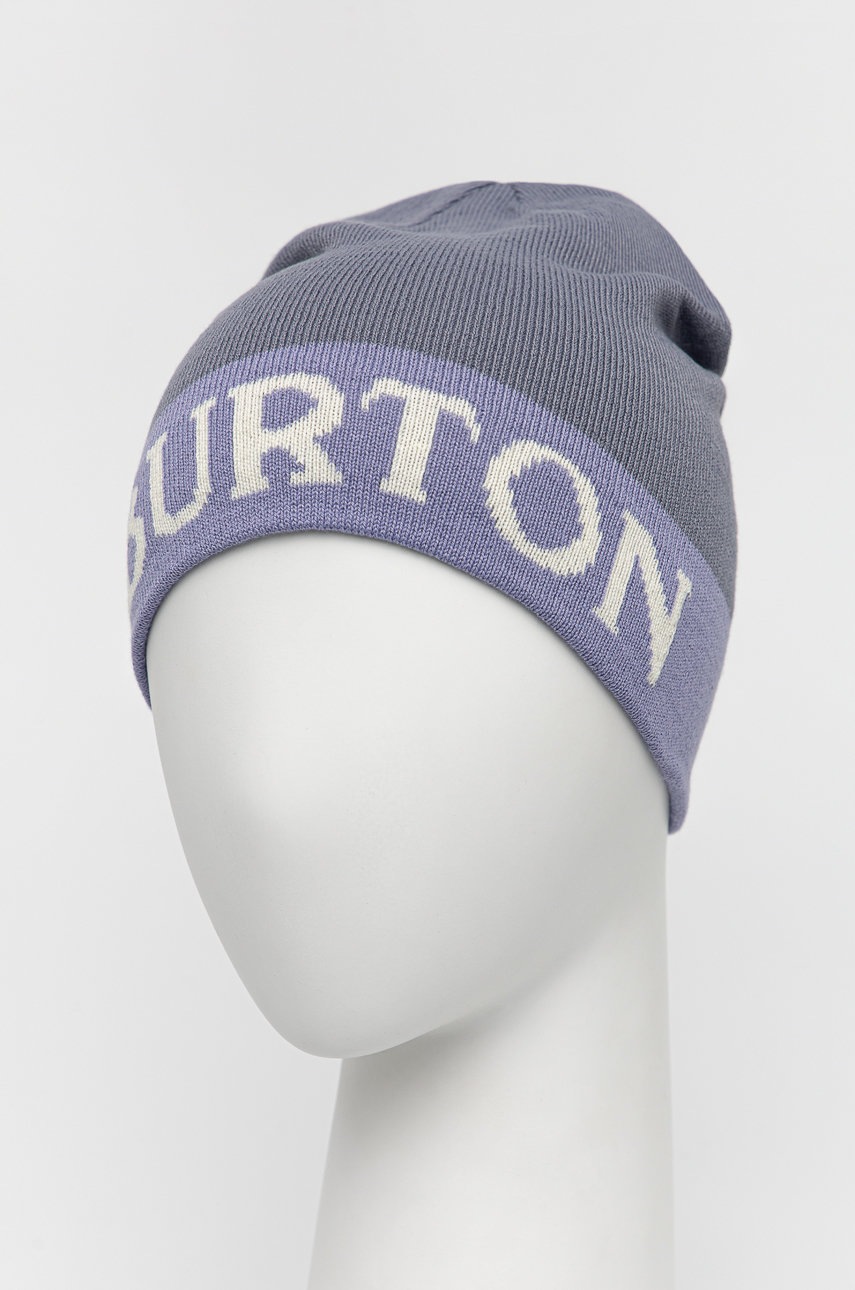 

Двусторонняя шапка Burton цвет серый из тонкого трикотажа