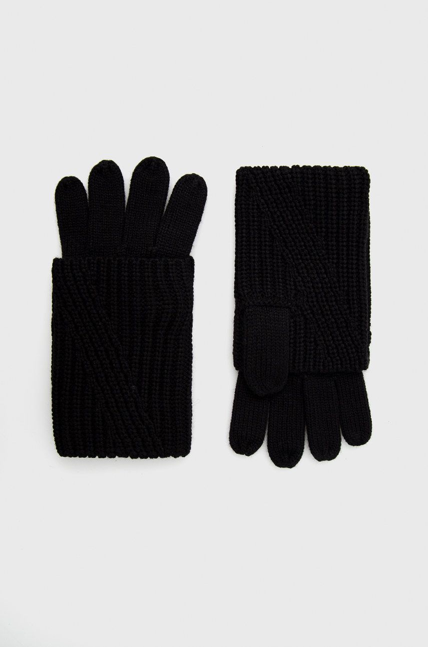 AllSaints Mănuși din amestec de lână femei, culoarea negru AllSaints