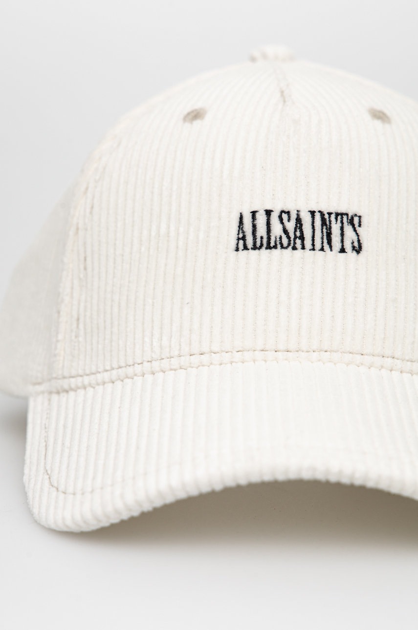 

Вельветова Кепка AllSaints колір білий гладка