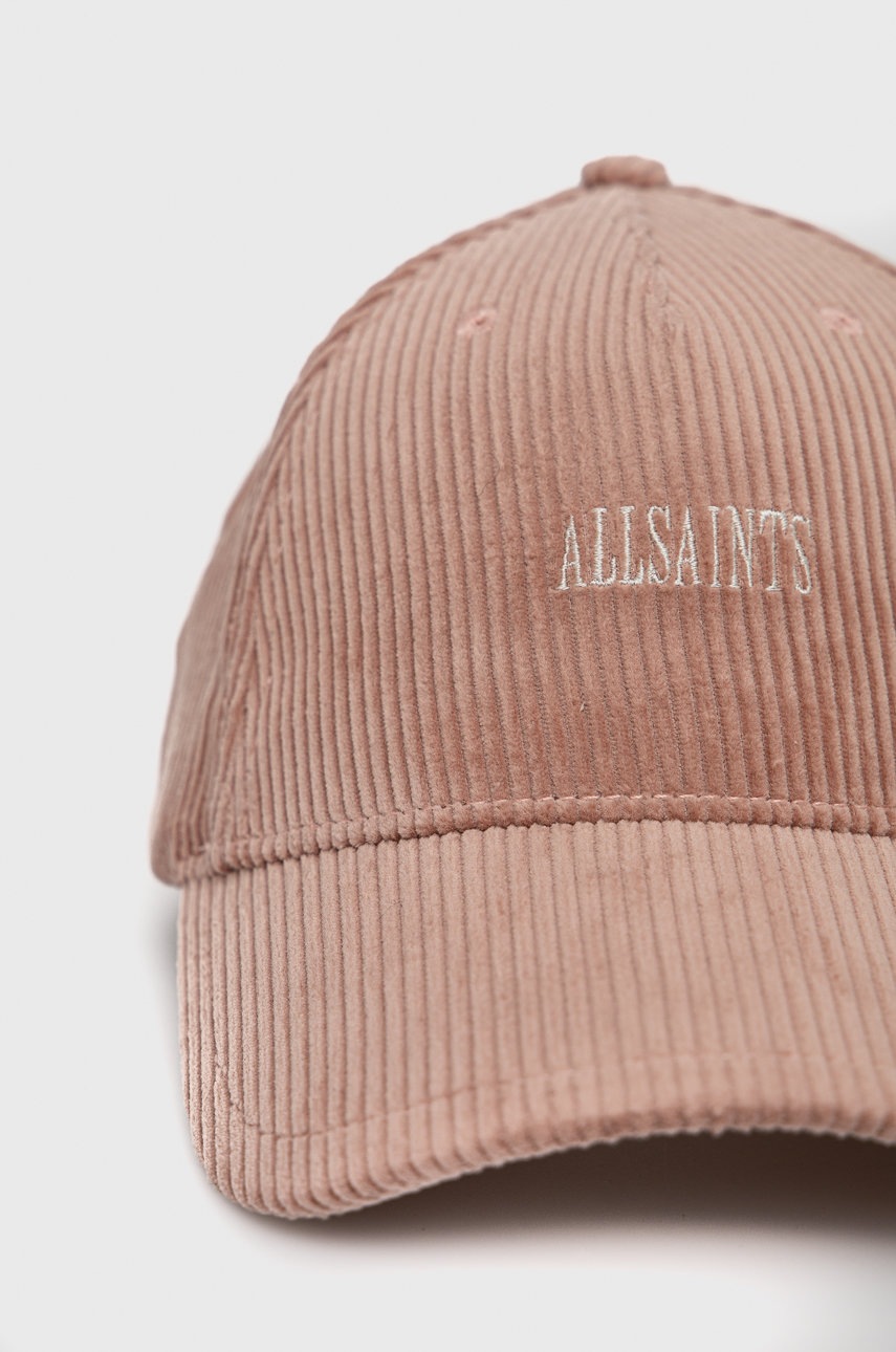 

Вельветова Кепка AllSaints колір рожевий гладка