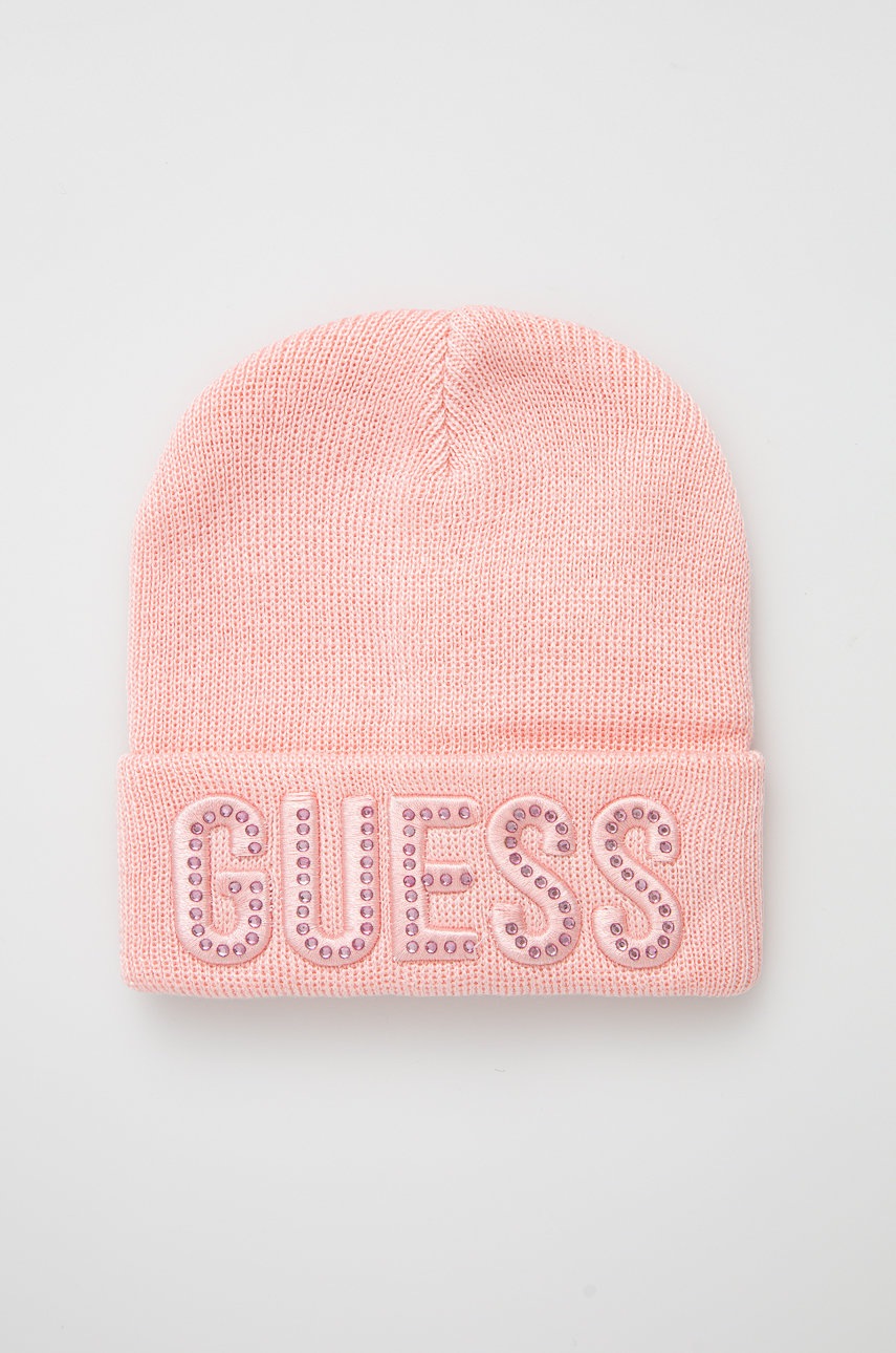 

Детска шапка Guess в розово, Розов