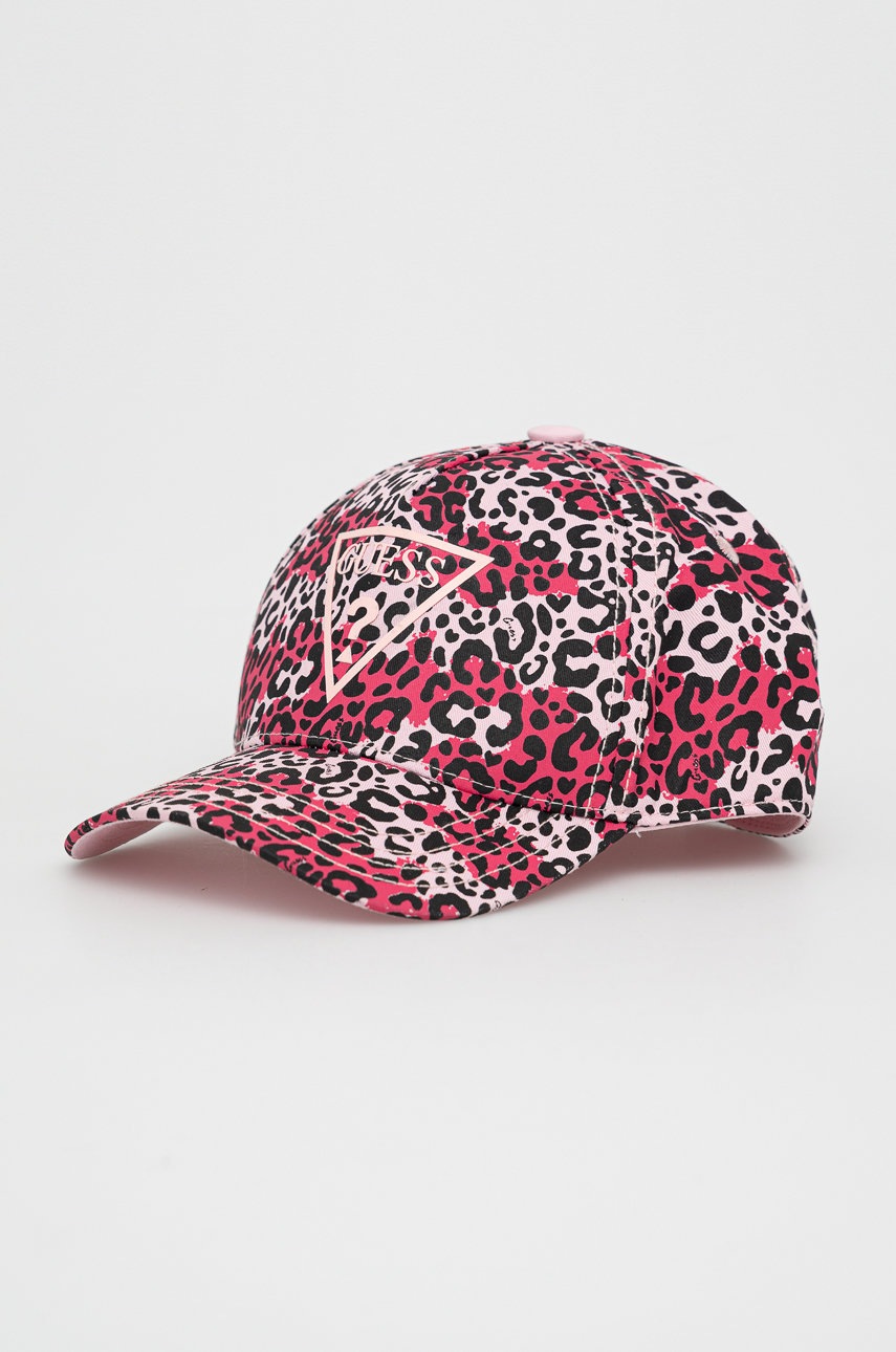 

Детска шапка Guess в розово с десен, Розов