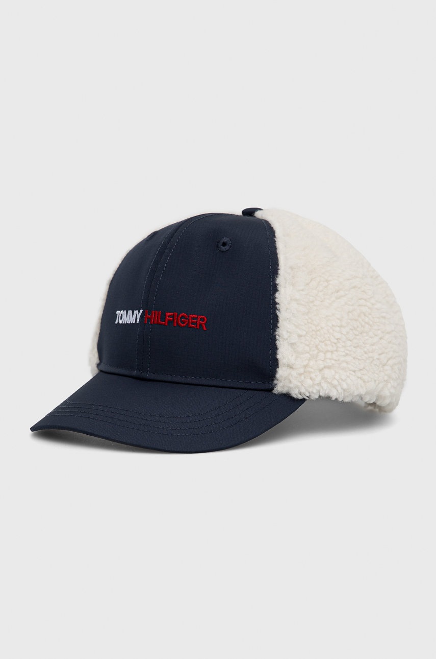 

Шапка Tommy Hilfiger в тъмносиньо с изчистен дизайн, Тъмносин