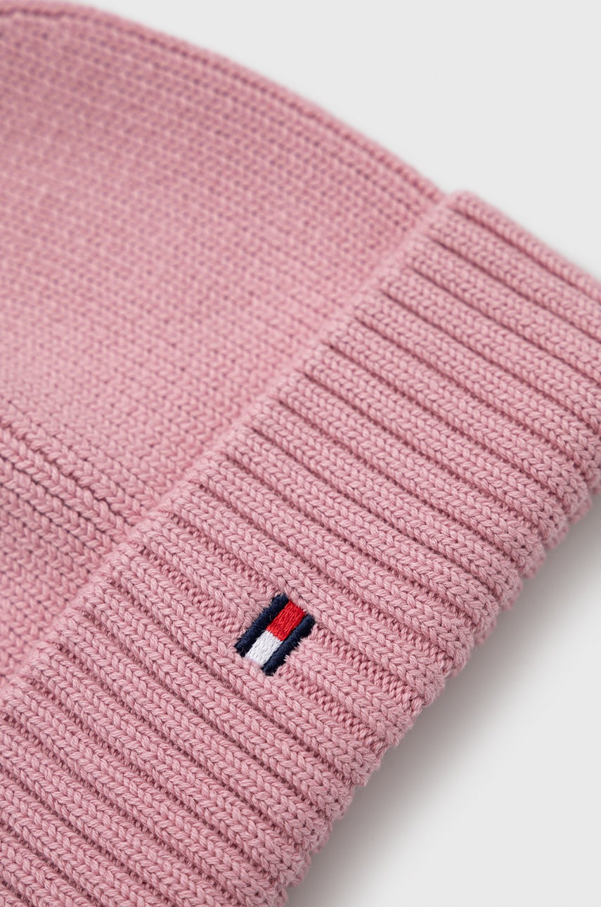 

Детская шапка Tommy Hilfiger цвет розовый из толстого трикотажа хлопковая