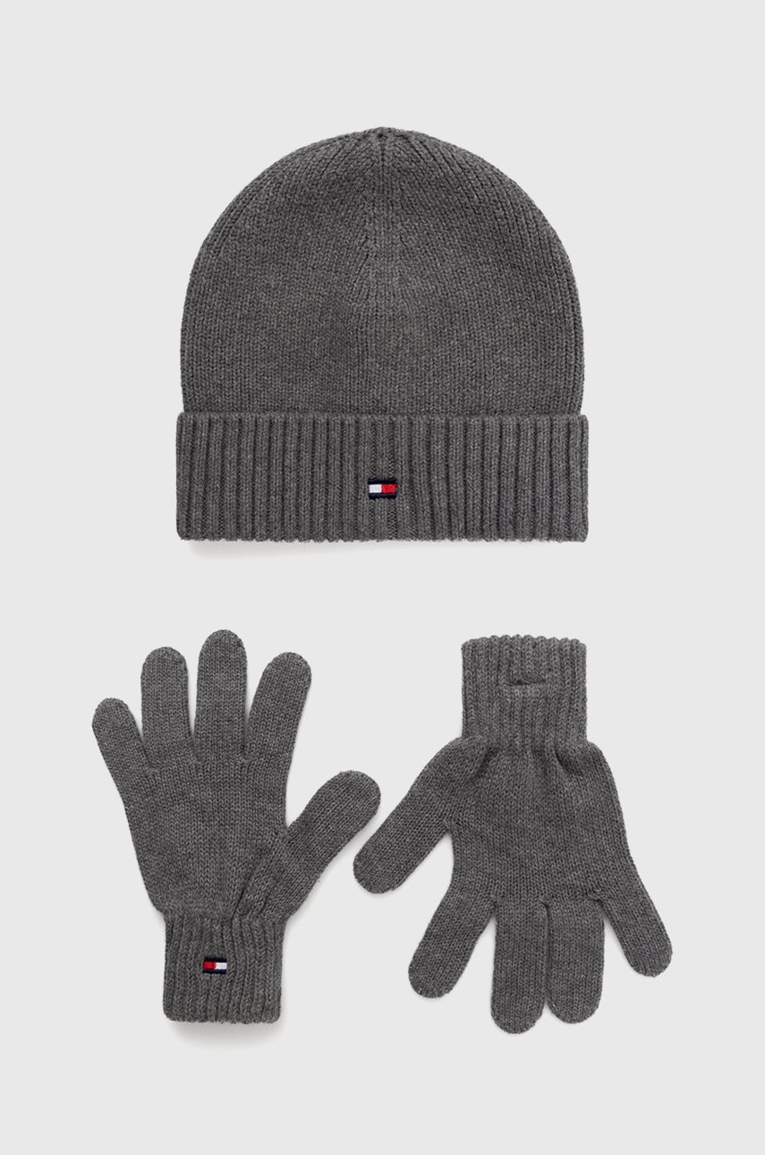 

Tommy Hilfiger - Детски шапка и ръкавици, Сив